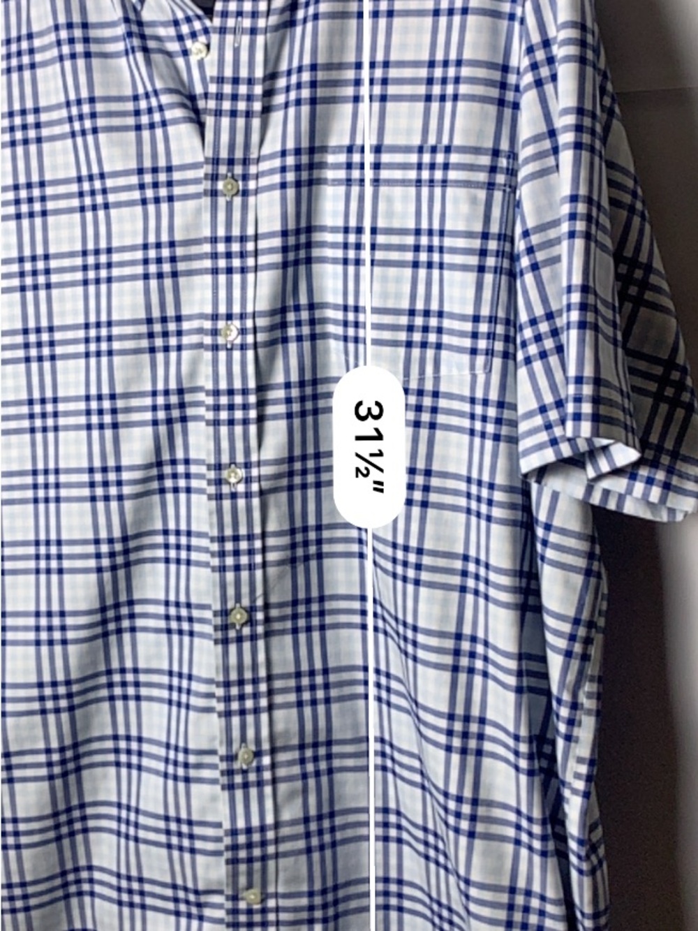Lands End Mens 2XLT Blue Plaid No Iron Twill Short Sleeve Button Shirt Tall - Picture 13 of 16